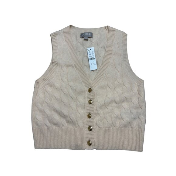 NWT J. Crew Cashmere Cropped Cable-Knit Sweater-Vest-sz XS - Picture 2 of 9